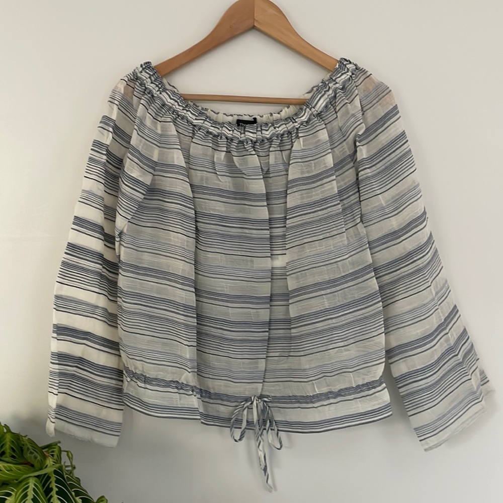 Theory NWT Odettah-Vall Off-Shoulder Silk Blend Top S